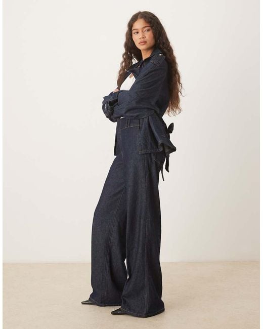 Mango Blue Denim Look Tailored Trouser Co-ord