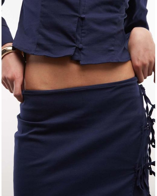 Reclaimed Vintage Blue Tie Detail Skort Co-ord