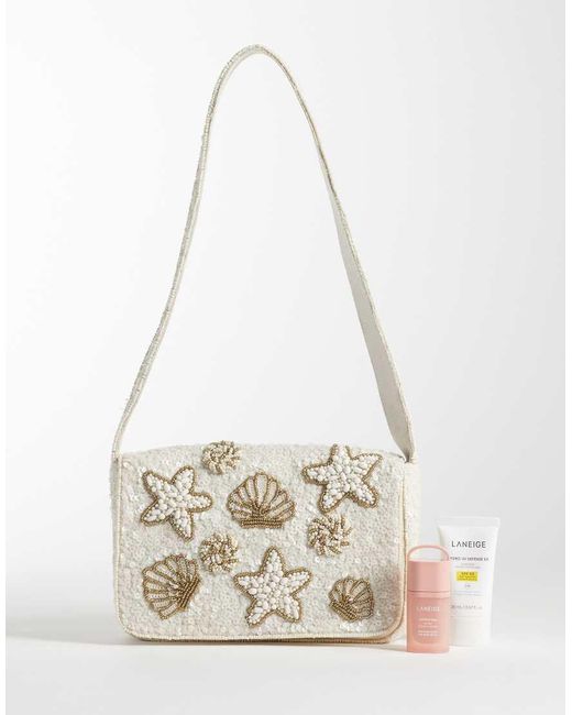 Accessorize White Embellished Shell Shoulder Bag