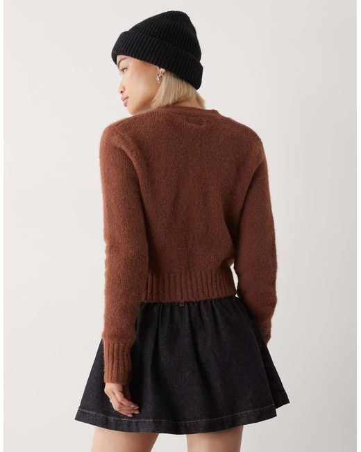 Monki Brown Cardigan With Front Pockets