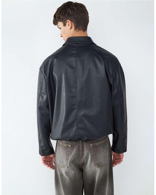 Balmohk Blue Leather Jacket for men