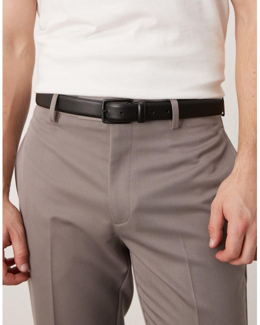 Mango – klassischer ledergürtel in Gray für Herren