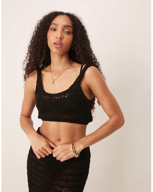 ASOS Black Knitted Beach Crop Top