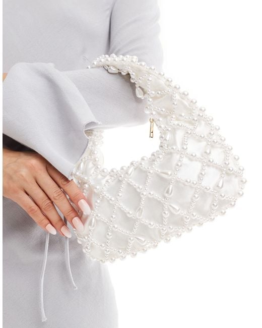 True Decadence White Embellished Shoulder Bag