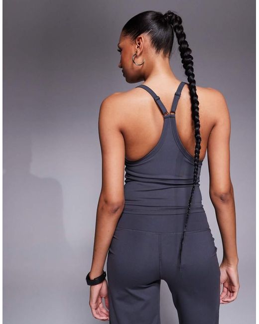 4505 Gray Icon Yoga Cami With Inner Bra And Adjustable Straps