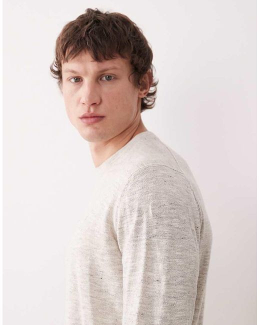 Barbour Natural Flaxby Linen Blend Crew Neck Knit Jumper for men