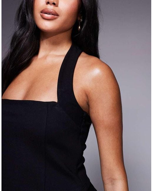 ASOS Black Premium Ponte Halter Neck Top