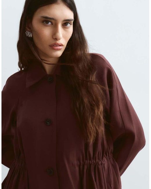 ARRANGE Brown Button Down Cinch Waist Peplum Blazer