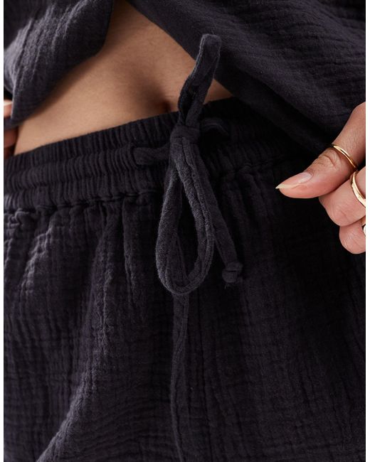 ONLY Black Cheesecloth Shorts Co-ord