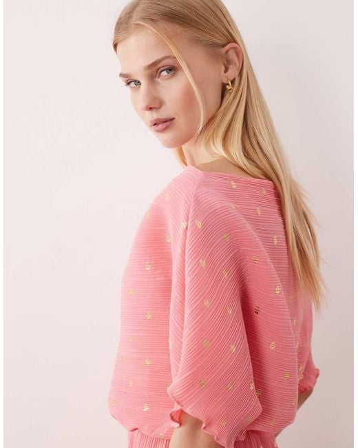 Never Fully Dressed Pink Tilly Off Shoulder Plisse Maxi Dress
