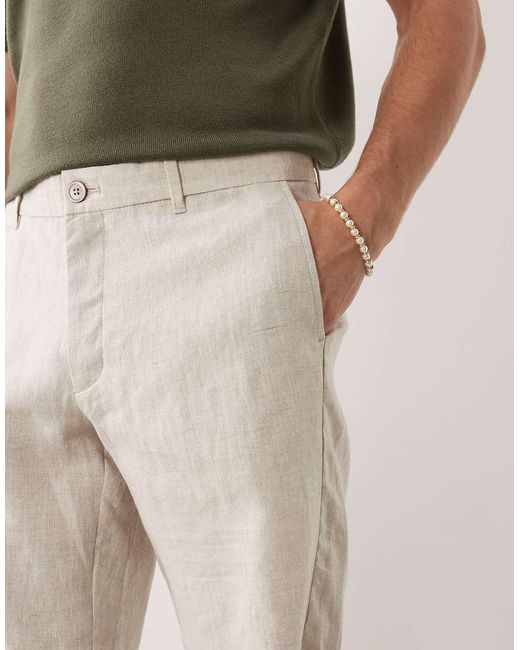 Mango Natural 100% Linen Slim Fit Shorts for men
