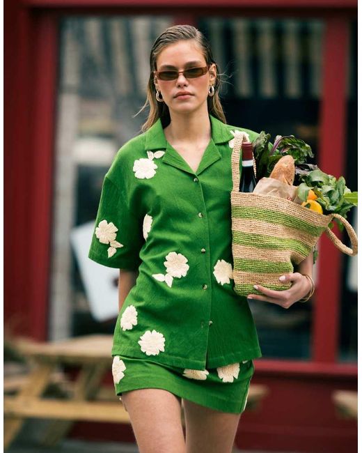 TOPSHOP Green Co-ord Resort Shirt