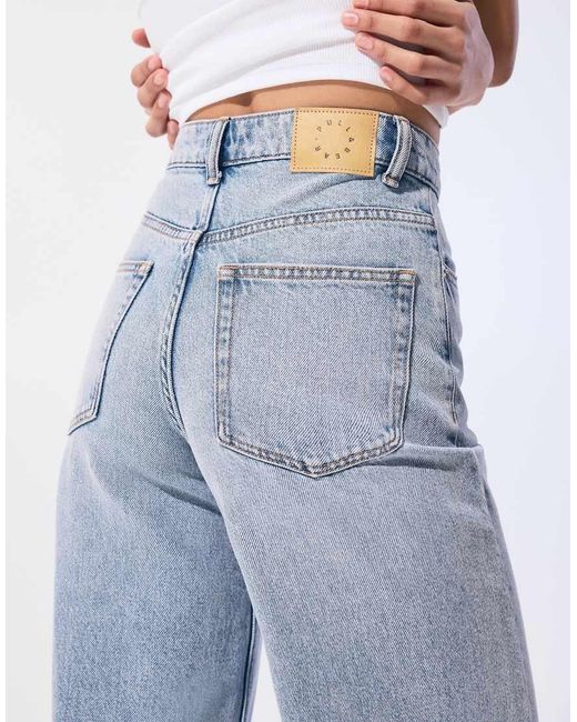 Pull&Bear Jeans Met Wijde Pijpen En Hoge Taille in het Blue