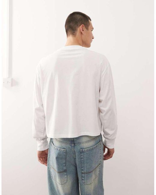 Collusion White Boxy Oversized Long Sleeve T-shirt for men