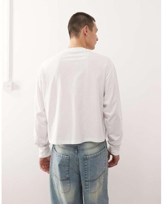 Collusion White Boxy Long Sleeve T-shirt for men