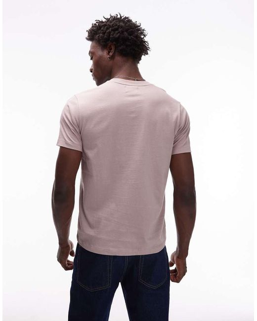 T-Shirt Vestibilità Classica Color Visone di Topman in Purple da Uomo