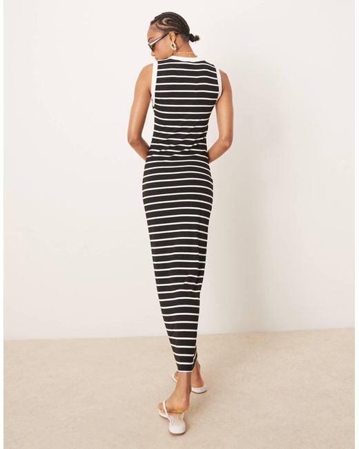 ASOS Black Asos design tall – geripptes tanktop-midikleid im stil der 90er