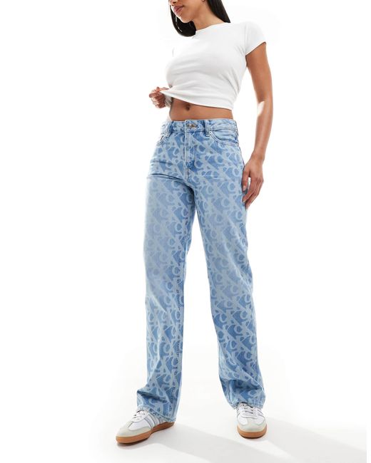 Calvin Klein Blue Signature 90s All Over Print Jeans