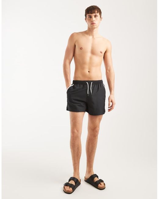 Aray Black Swimshort With Contrast Piping for men