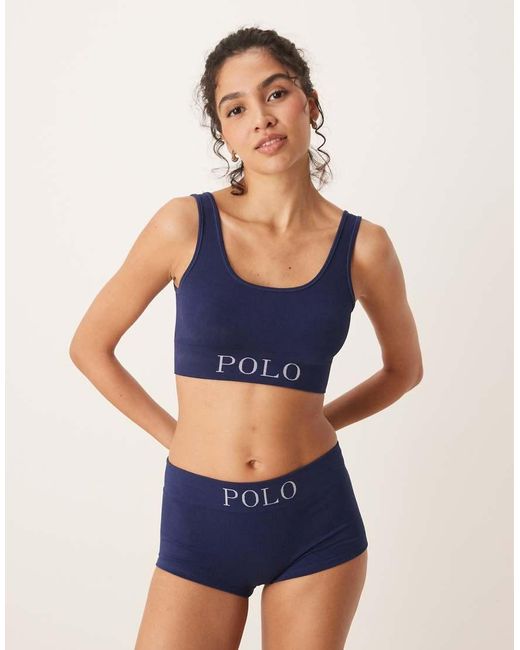 Polo Ralph Lauren Blue Ribbed Seamless Scoop Tank Bralette