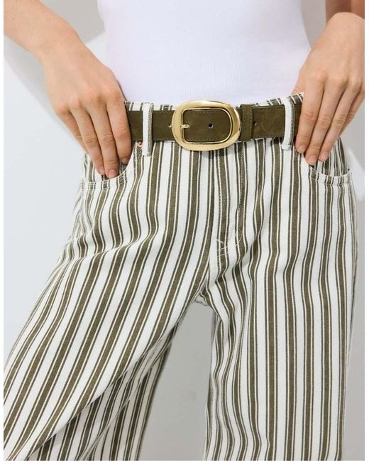 Stradivarius White Oval Buckle Belt