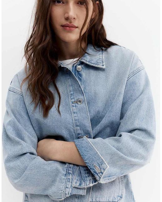 Pull&Bear Blue Worker Denim Overshirt