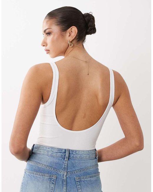 ASOS Blue Plunge Rib Bodysuit