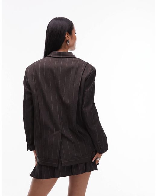 Blazer d'ensemble ajusté coupe carrée oversize à rayures ASOS en coloris Black