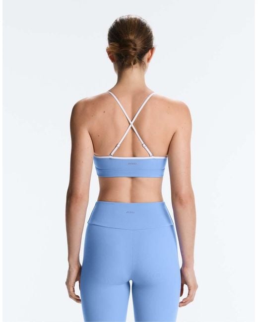 Oysho Blue Light-Support Comfortlux Sports Bra With Piping