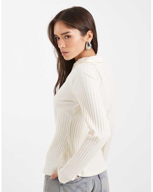 Miss Selfridge White Rib Collar Detail Shirt