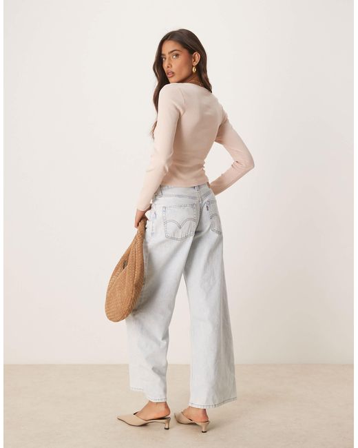 ASOS Natural – geripptes langarm-top