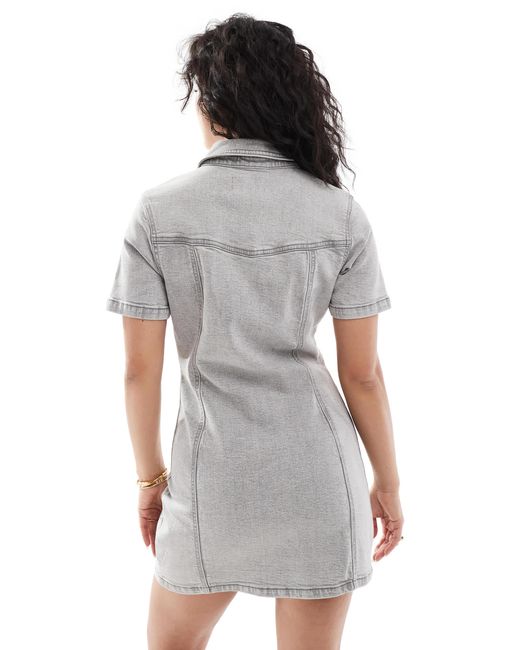ASOS Gray – figurbetontes denim-hemdkleid