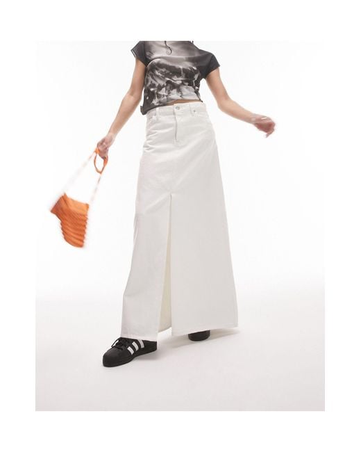 TOPSHOP Low Slung Denim Maxi Skirt in White | Lyst Australia