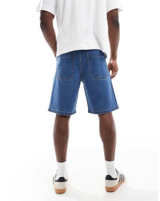 Hollister Blue baggy Carpenter Knee Length Denim Short for men