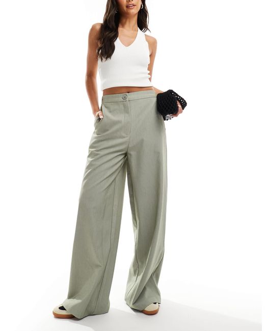 ASOS Green Tailored Relaxed Straight Leg Pants