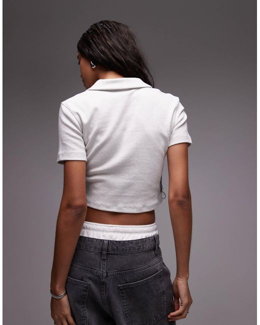 Nike Gray Essentials Cropped Polo Top