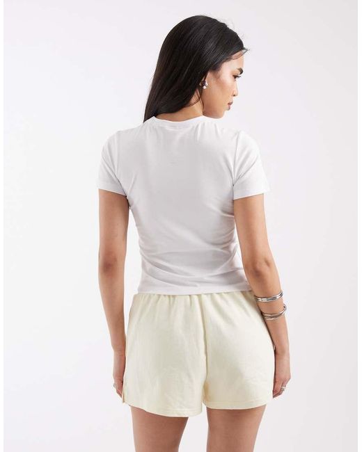 JJXX White Fitted Tee With Blue Flower Print