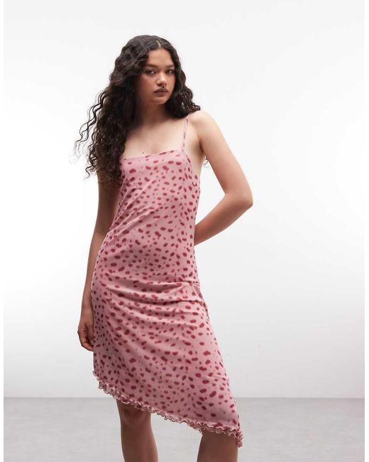 Reclaimed Vintage Red Animal Print Asym Cami Dress