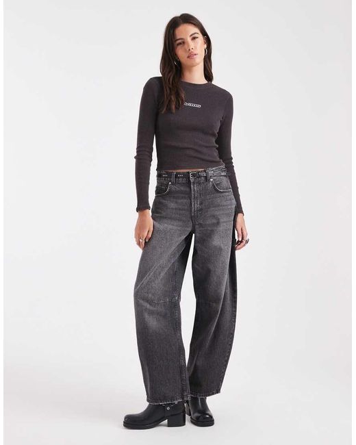 Camiseta Negra De Manga Larga De Tejido Gofrado Teri De Vans de color Gray