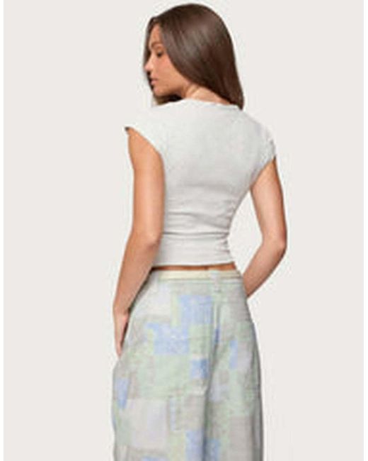 Edikted White Alza Button Up Top