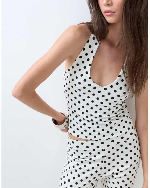 ASOS White Polka Dot Co-ord Halter Top