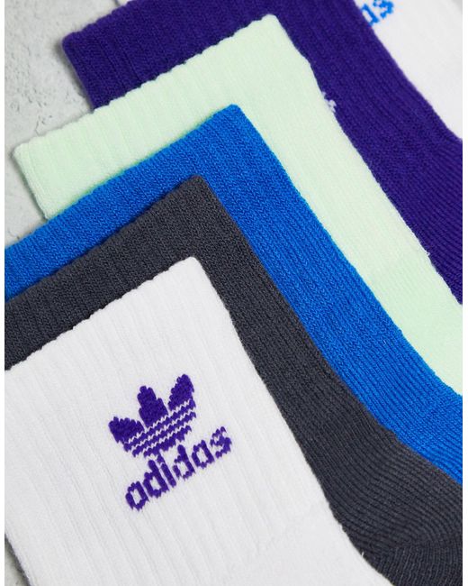 Adidas Originals Blue Trefoil 6-pack Quarter Socks for men