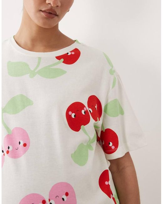 ASOS White Asos Design Maternity Oversized Tee And Shorts Pyjama Set With