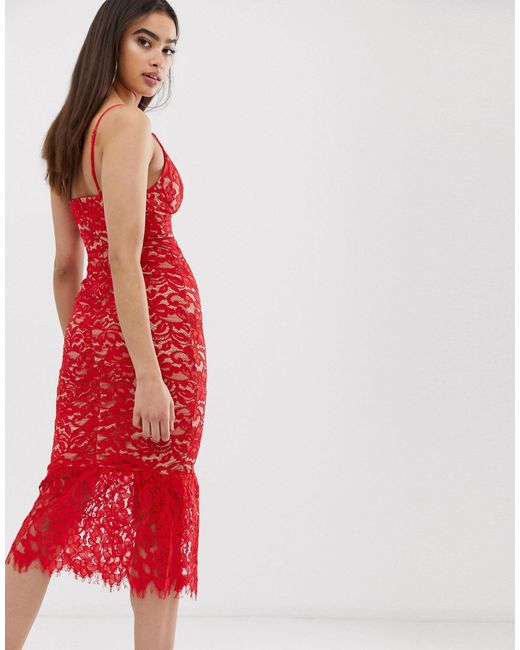 red peplum hem dress