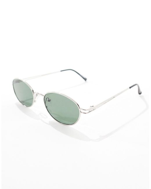 ASOS Metallic Oval Metal Sunglasses With Slim Arms for men