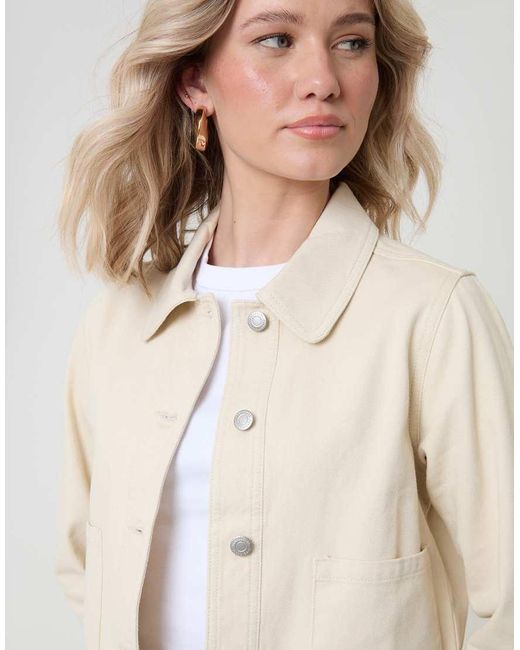 Threadbare Natural Denim Jacket With Patch Pockets