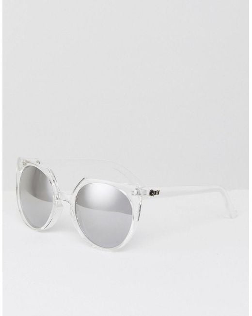 Quay Multicolor Clear Frame Round Sunglasses