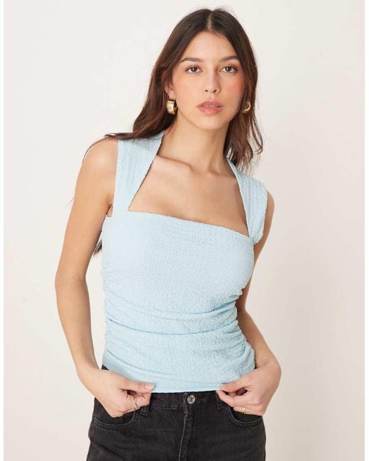 Abercrombie & Fitch White Square Neck Sleeveless Top