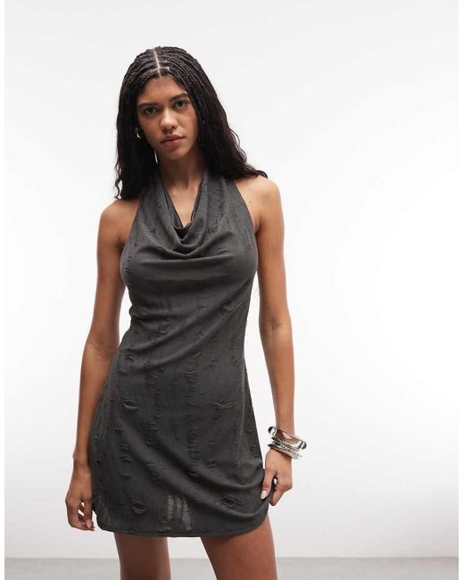 Weekday Natural Drape Halter Mini Dress