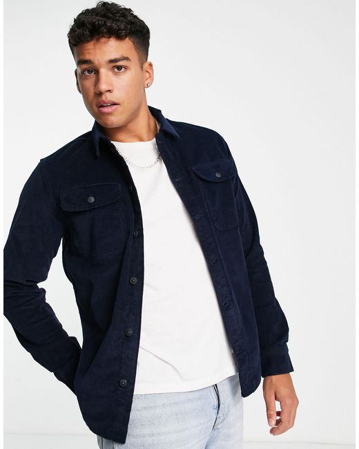 Jack & Jones Cord Overshirt in Navy (Blue) for Men | Lyst